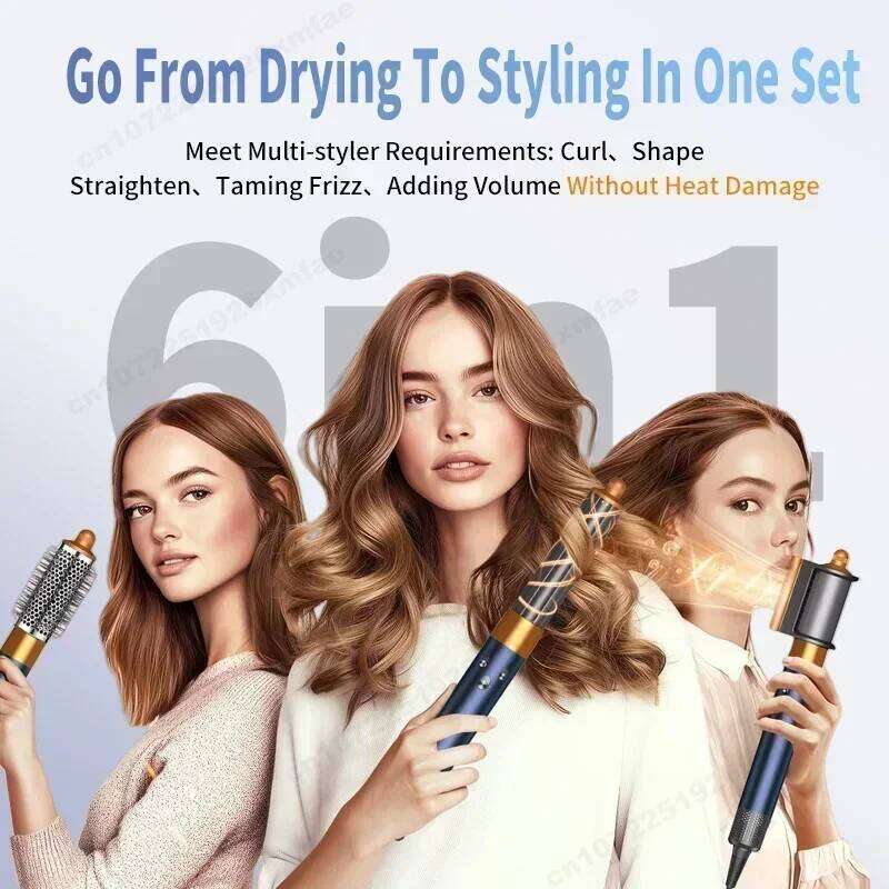 6 in 1 High-Speed Negative Ion Multi Hair Styler Professional Blow Dryer Brush Curling Gift for Women