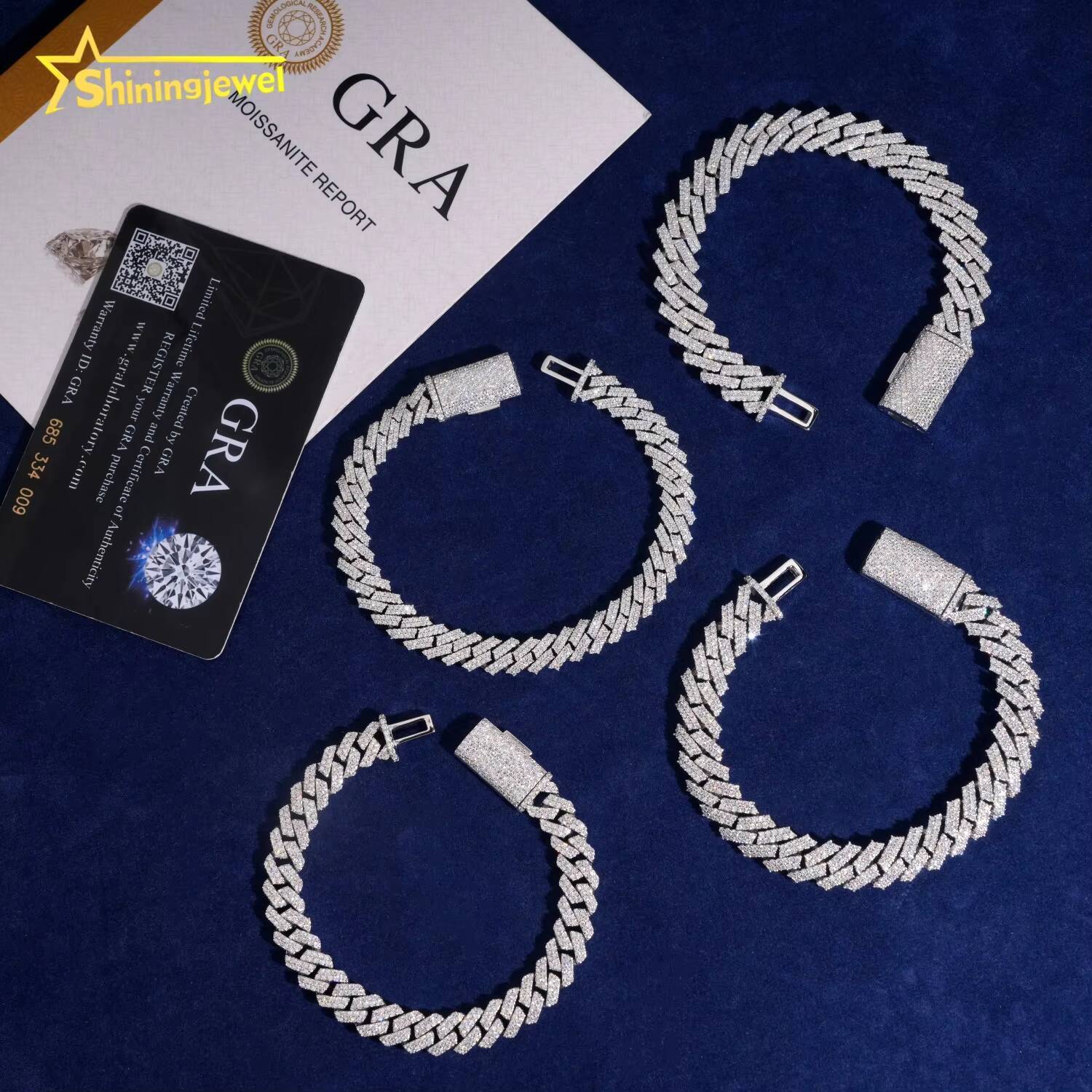 Hot Sale 4Styles 8mm 10mm Bracelet Iced Out VVS Moissanite 925 Silver Hip Hop Diamond Jewelry Miami Cuban Link Chain Bracelet Designer's style