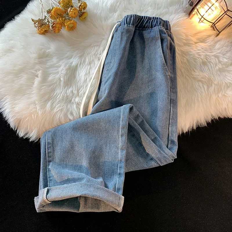 New Autumn Men Baggy Jeans Elastic Waist Korean Fashion Denim Wide Leg Pants Vintage Blue Trousers Streetwear Male Brand J251030