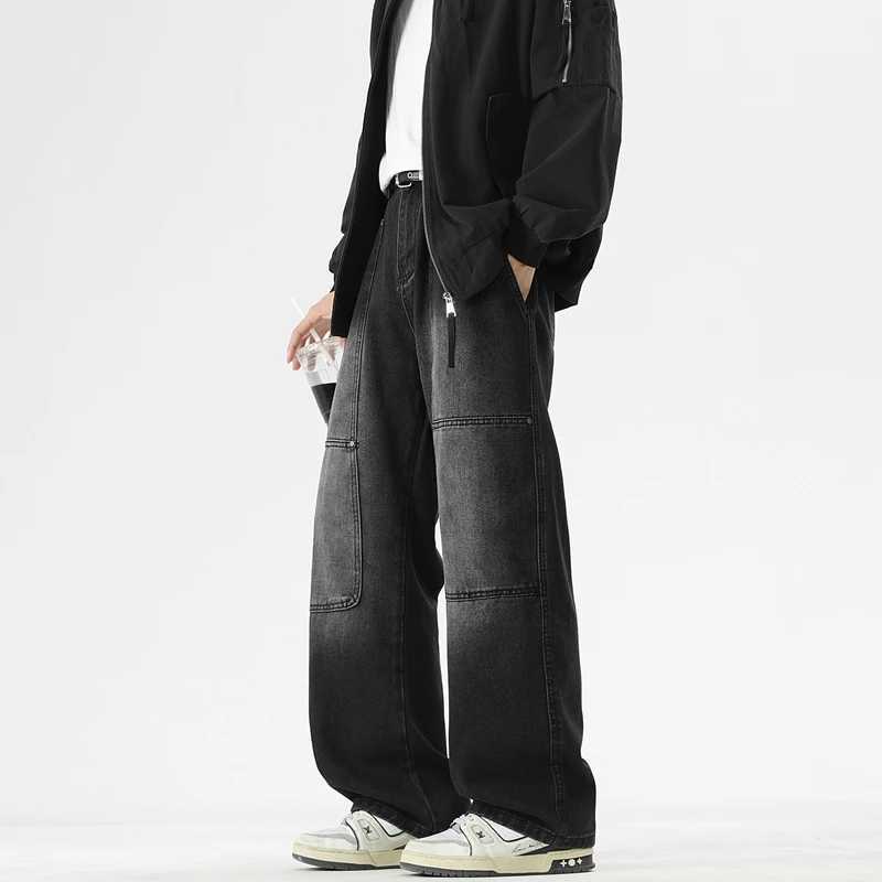 Highend Trend Personality 2025 Autumn and Winter Retro Casual Straight with Wide Legs Loose Nstyle Washed Machete Jeans J251030