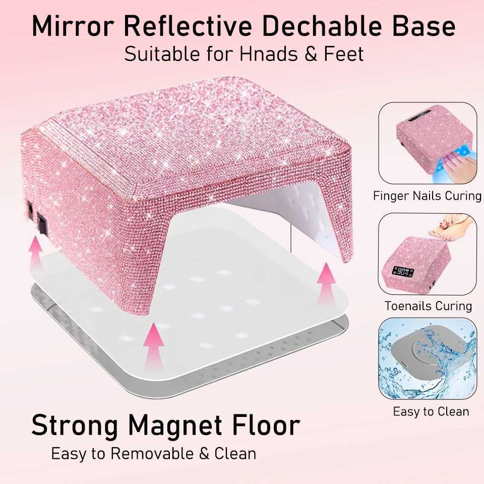 Diamond Nail Lamp lampara de unas inalambrico Rechargeable Fast Drying Curing Lamp HD LCD Display Gel Nail Light for SalonHome L251030