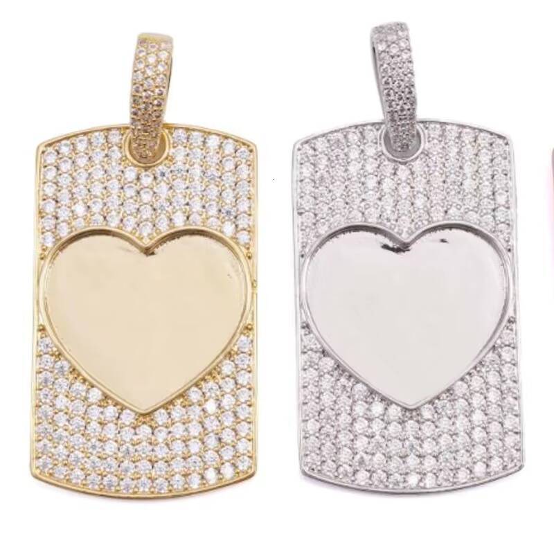 Hip Hop 925 Silver VVS Moissanite Fine Jewelry Rectangle Cluster Heart Shape Memory Pendant for Men Women Passes Diamond Tester