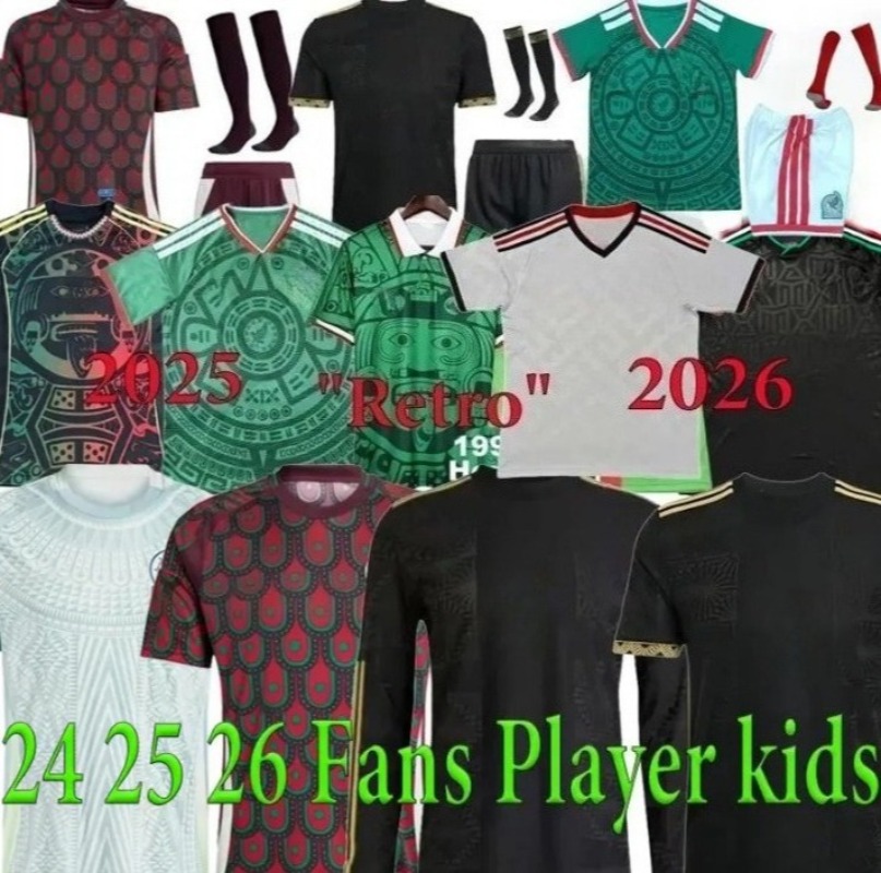 2025 2026 Mexico Soccer Jerseys H.LOZANO CHICHARITO 25 26 National Team Football Shirt Men Kids Kit Home Away Camisetas Copa America Maillot Mexique GIMENEZ LOZANO