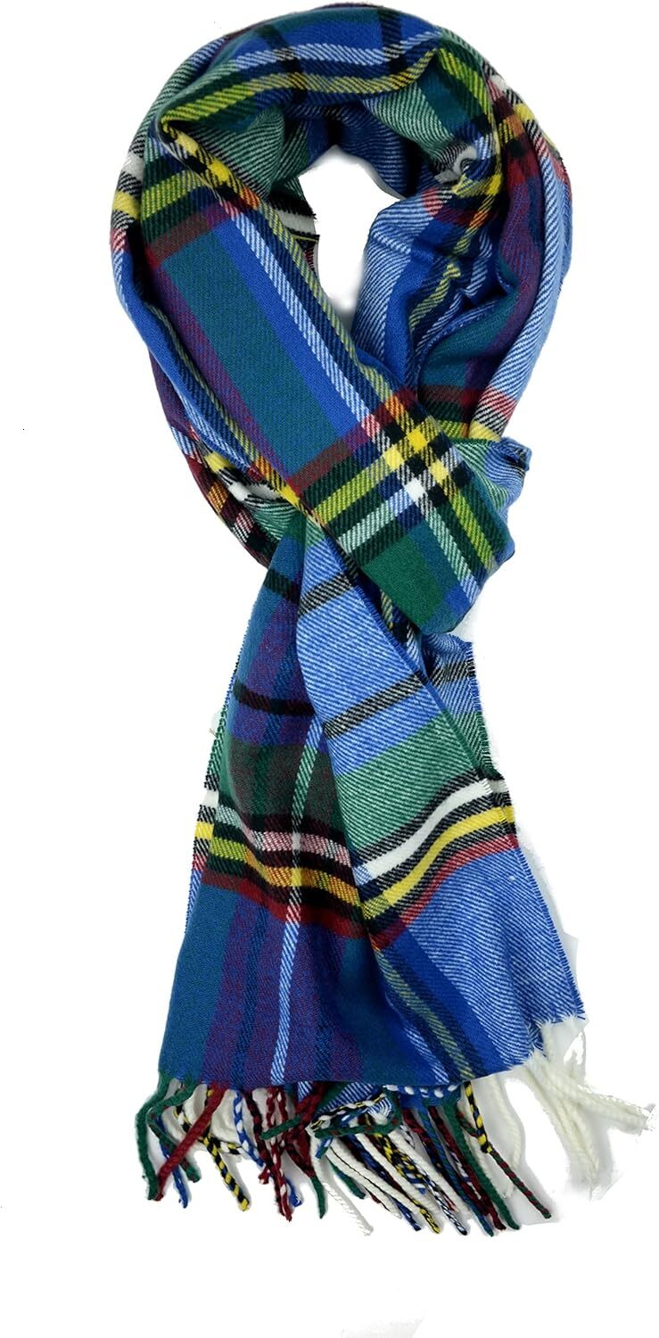 Custom Plaid Check and Solid Cashmere Feel Winter Scarf Warm Scarfs Cold Weather Accessories Fringe Scarves Christmas gifts