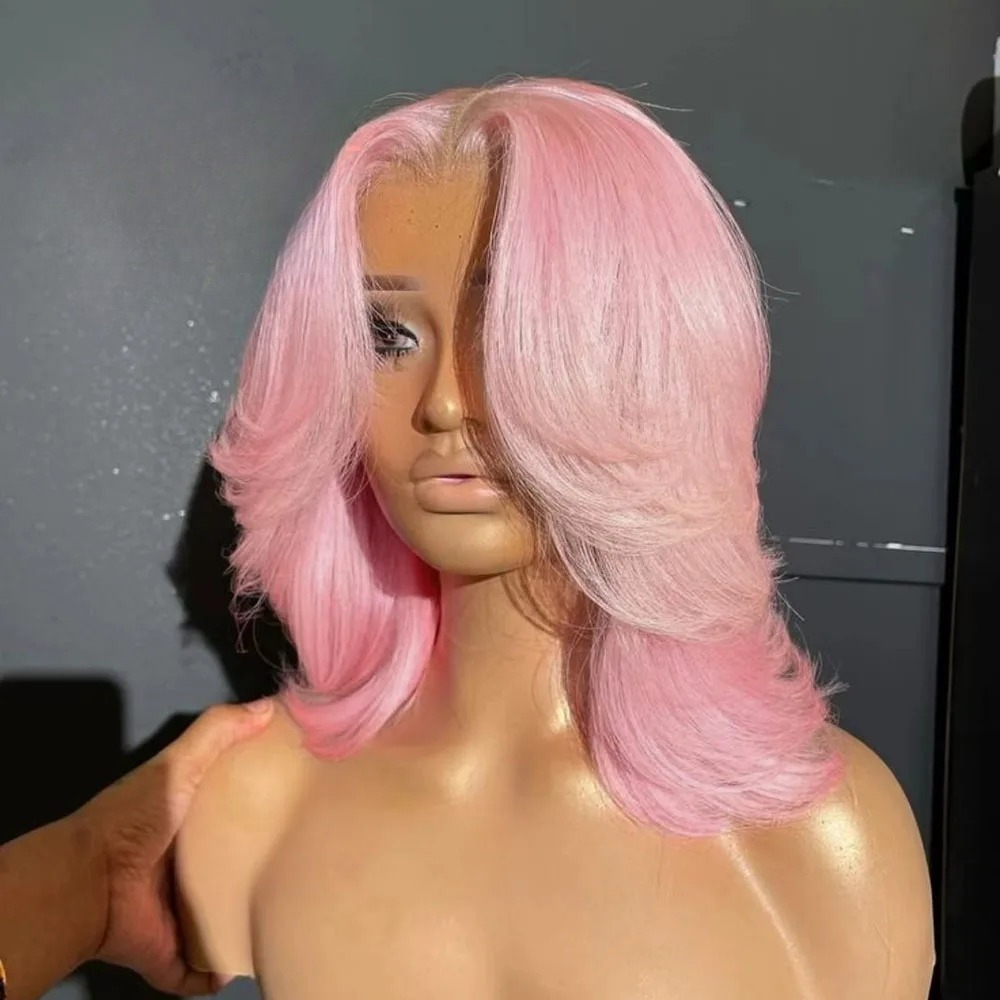 Pink Short Bob Wig 13x4 Glueless Lace Wigs Body Wave Human Hair Wig Preplucked 13x6 Hd Lace Wig For Women Cosplay Daily Wear Purple