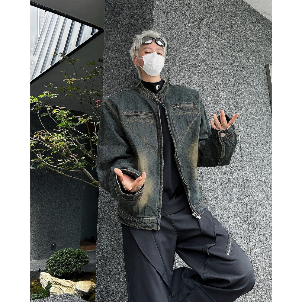 American High Street Denim Jacket For Designer Coat Men Vintage Washed Autumn Short Loose Versatile Jacket With Unique Design