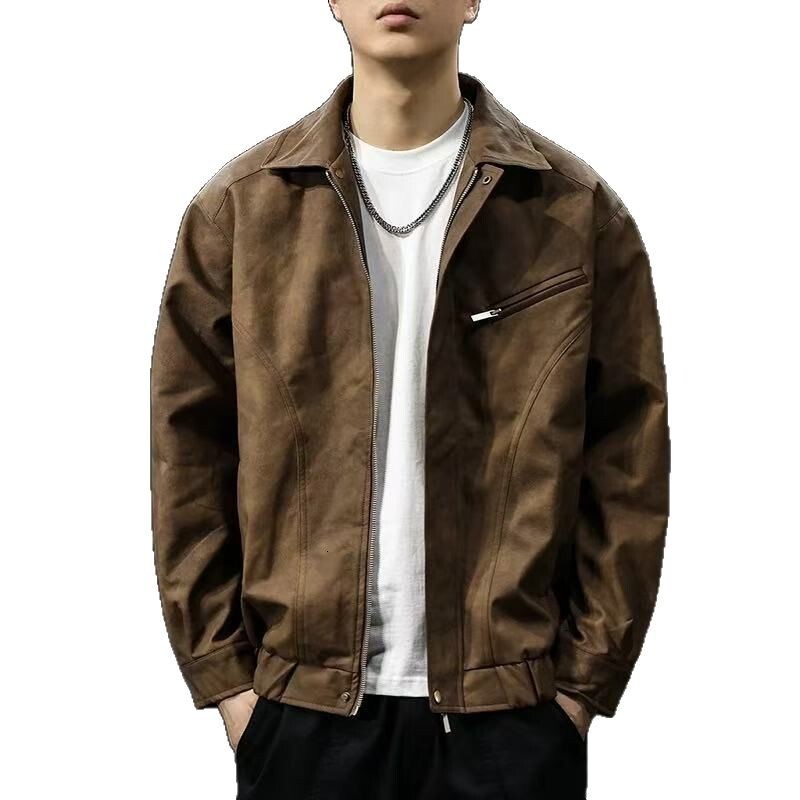 Spring And Autumn American Vintage Workwear Jacket For Designer Coat Men Trendy Brand Casual Jacket With Turn-down Collar