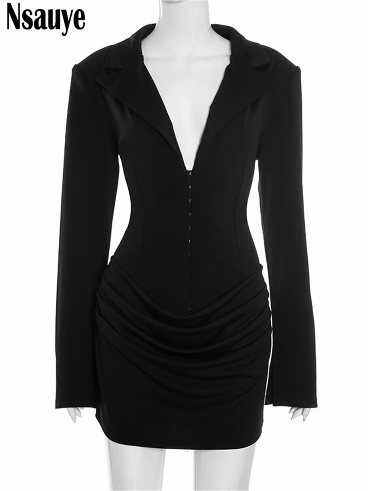 Nsauye Elegant Evening Short Dress Women Fall Long Sleeve Sexy Fashion Night Club Party White Mini Wrap Corset Winter 251030 C260312