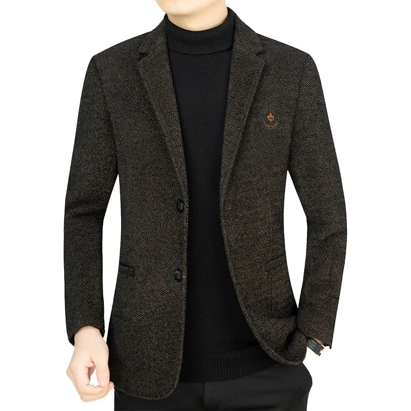 Men Autumn Winter Cashmere Blazers Suits Jackets Wool Blends Male Business Casual Slim Fit Coats Mens Clothing 251028