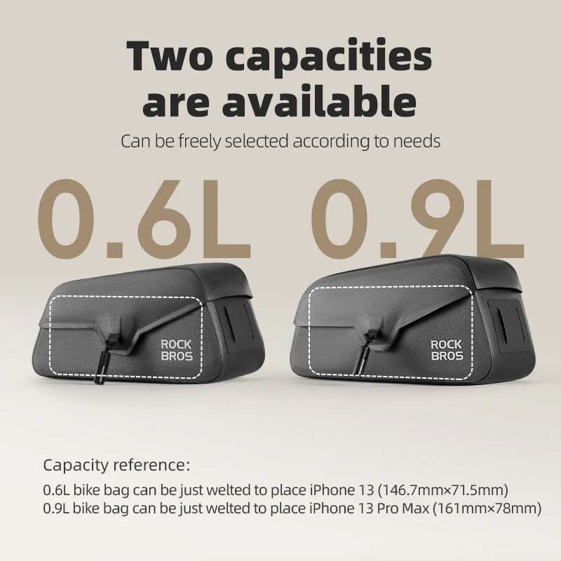 ROCKBROS Cycling Bag 06L Or 09L Magnetic Waterproof Road Bike Bag Front Beam Tube Bag Riding Bicycle Bag Accessories H251029