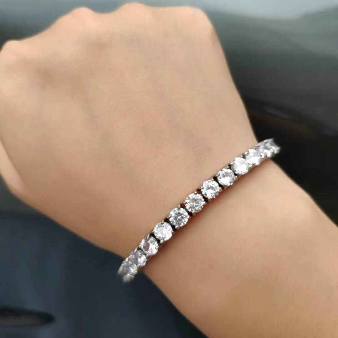 NUOYA 345MM Iced Out Diamond Tennis Bracelets Gold Silver Plated Brass Man moissanite Moissanite Tenis Bracelets for Men Women Designer's style