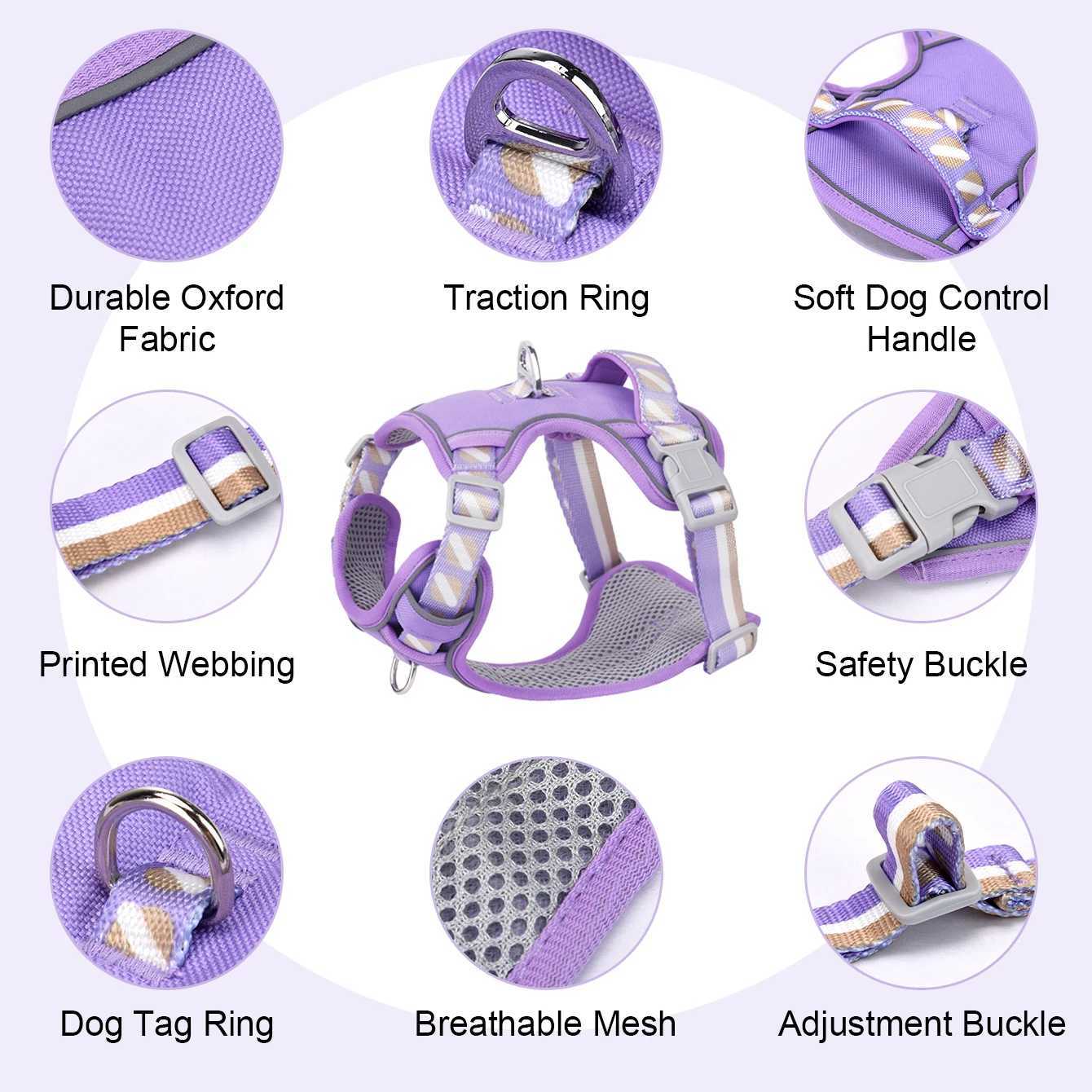 HP2271pc Adjustable Reflective Pet Dog Harness Doublesides printed webbing Durable Oxford Fabric Anti Deformation Buckle J251129