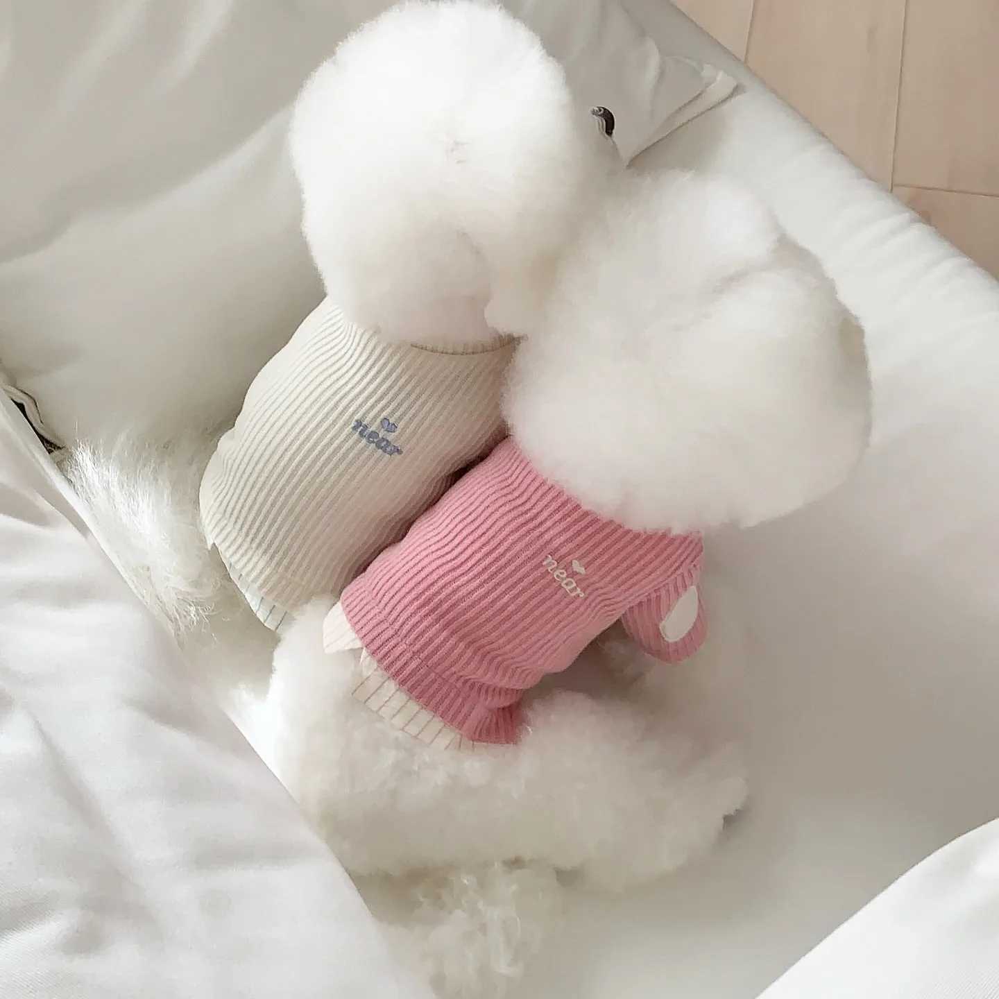 Bichon Frise Knitted Vest Autumn Pet Warmth Clothes Teddy Patchwork Embroidered Faux TwoPiece Bottoming Shirt C251030