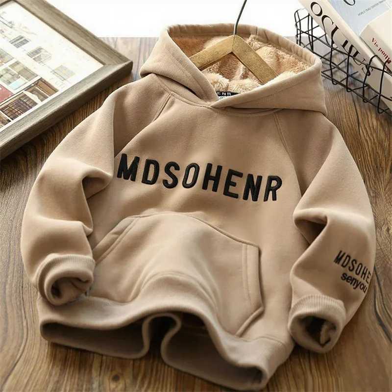 Plus Velvet Boys Hoodies 514Y Teenager Winter Thicken Sweatshirts Kids Padded Warm Fashion Tracksuit Children Casual ClothesT251030