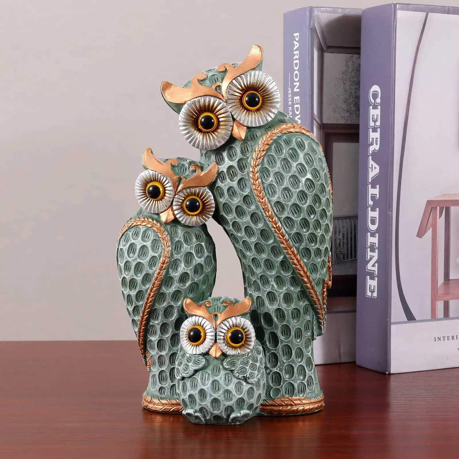 Cute Three Owl Statues Family Home Decor Owl Statues on Shelves Owl Decor for Owl Lovers C251030