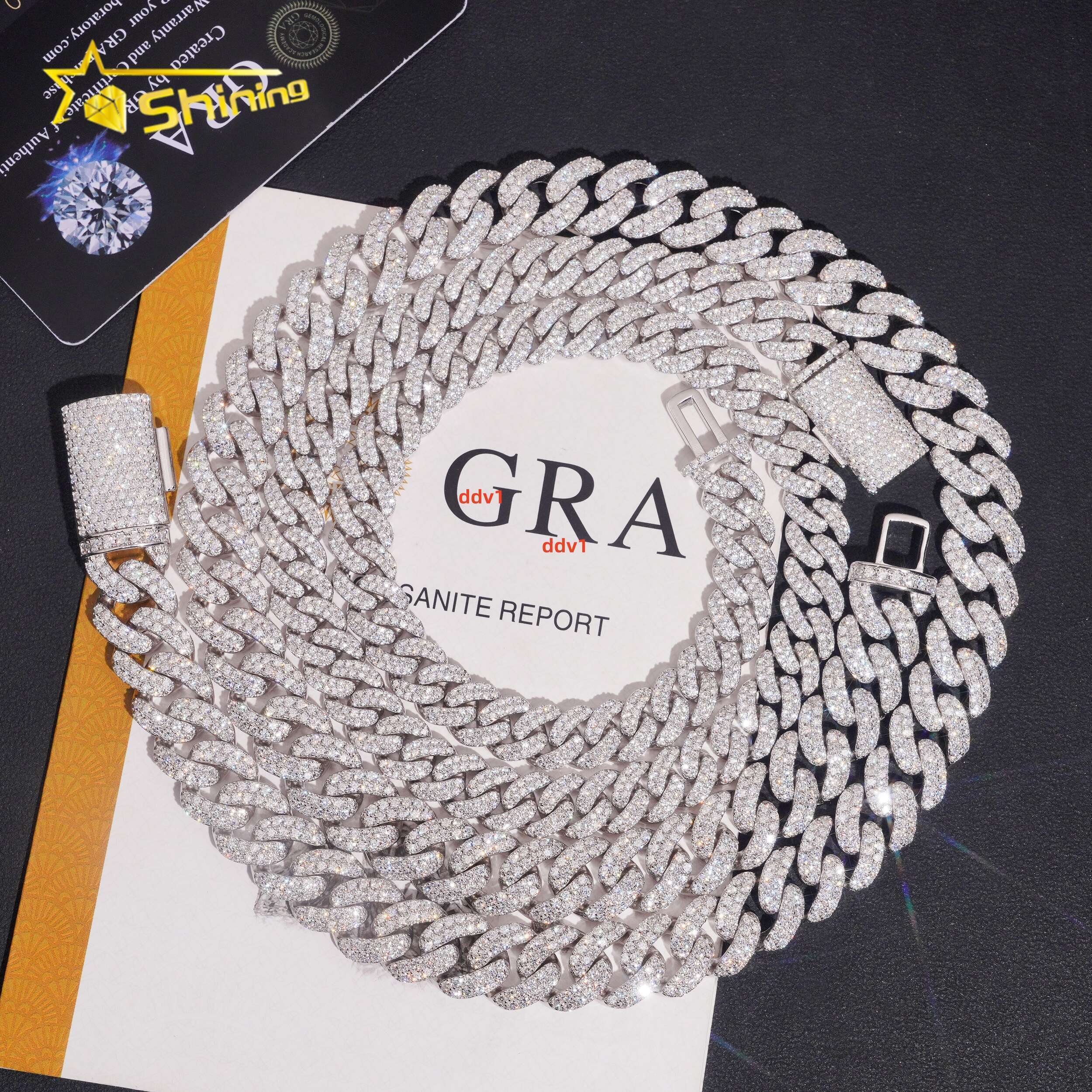 Hip Hop Jewelry 925 Silver 2Rows 10mm 13mm VVS Moissanite Cuban Link Chain Custom Iced Out Cuban Link for Men Designer's style