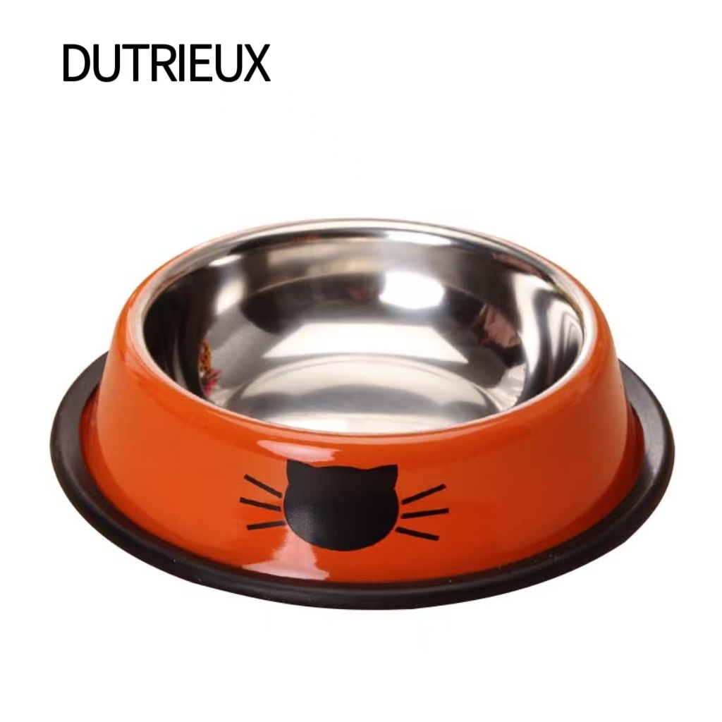 H1196 Non-slip stainless steel pet bowl, anti-tipping design, dropshipping available.