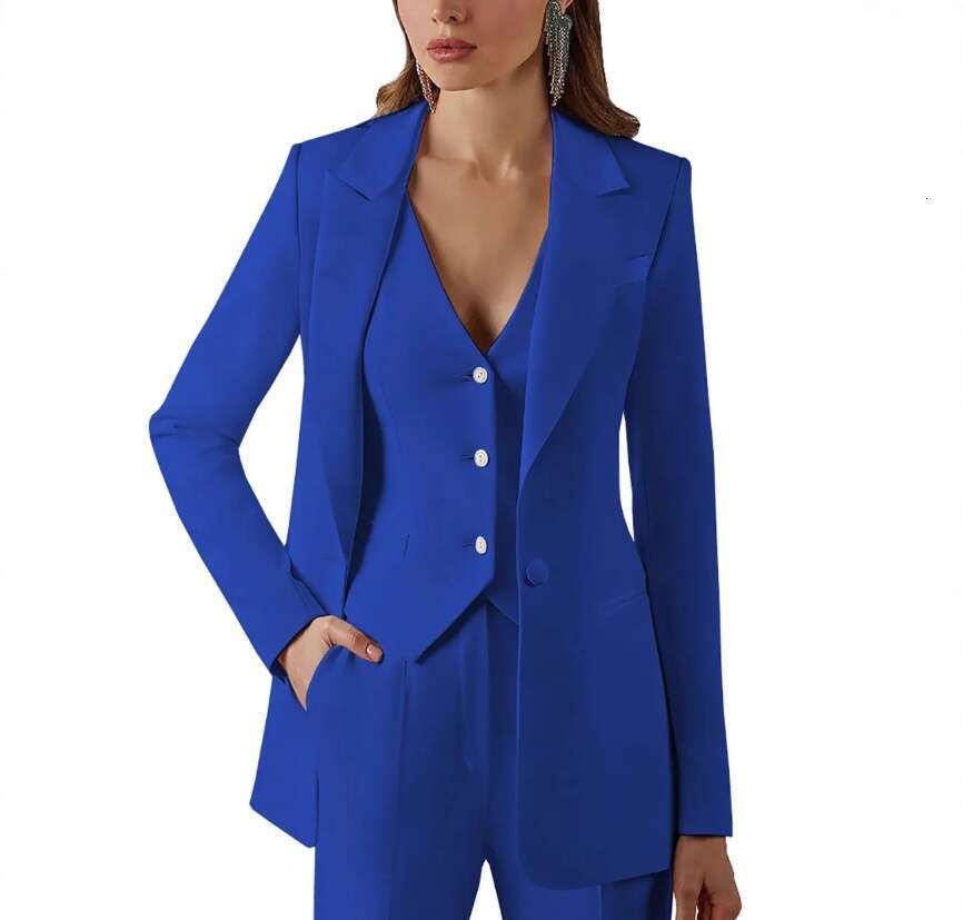 3piece plus size womens set with lapel jacket business vest and pants office formal party dance dress