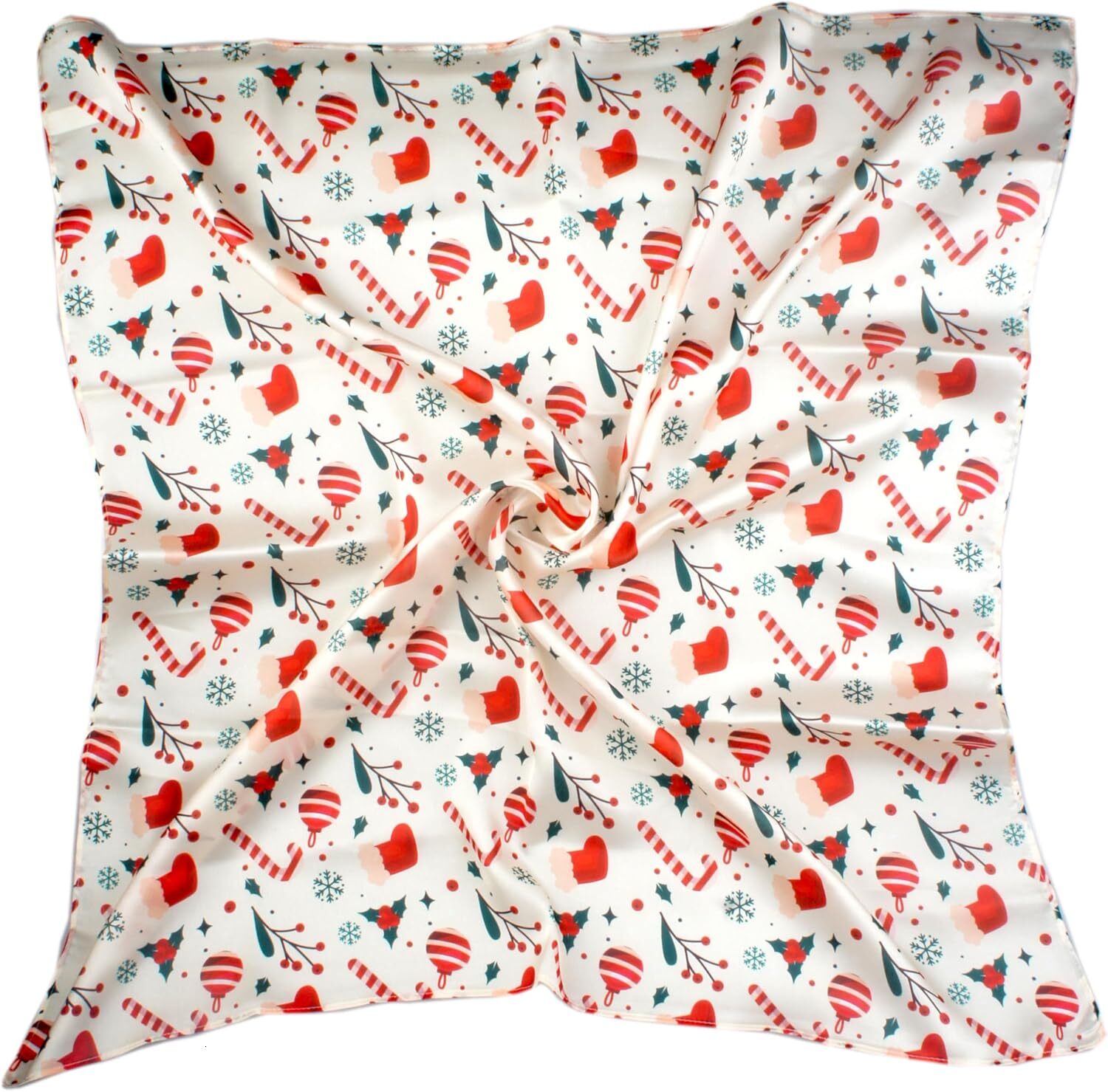 Custom Christmas gifts Silk Like Satin Fall Winter Holiday Christmas Square Scarf for Women Hair Scarves