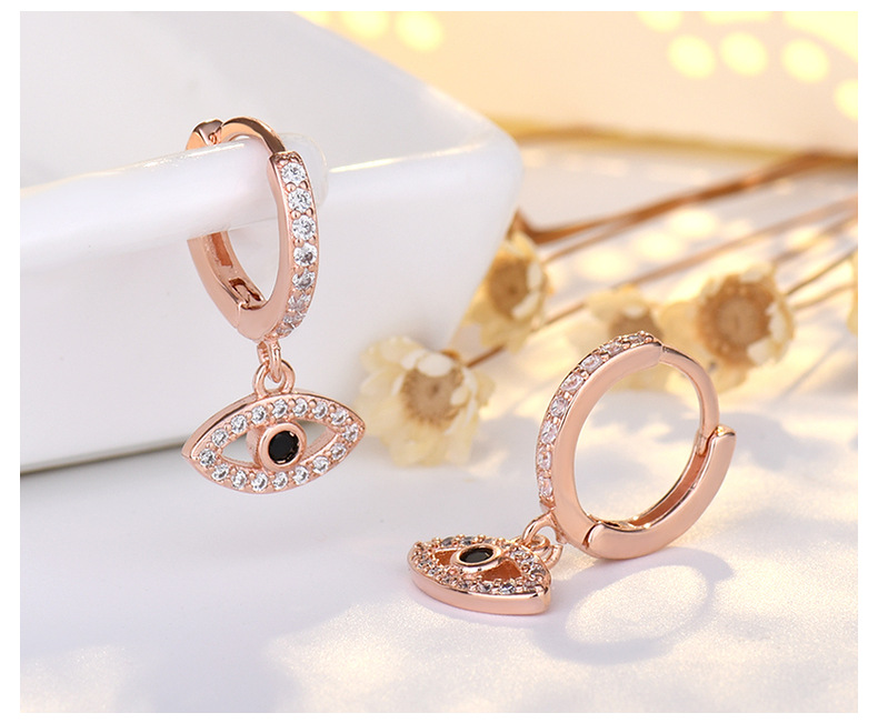 Luxurious Evil Eye Drop Hoop Earrings for Women Sparkling 18K Gold Plated CZ Crystal Demon Eye Huggie Dangle Earrings S925 Sterling Sliver Plated Eye 