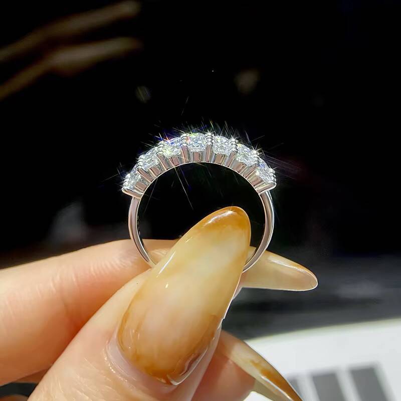 Luxury 2 Row 01ct Eternity Band Diamond Moissanite Ring White Gold Plated 925 Sterling Sliver Women Wedding Engagement Jewelry