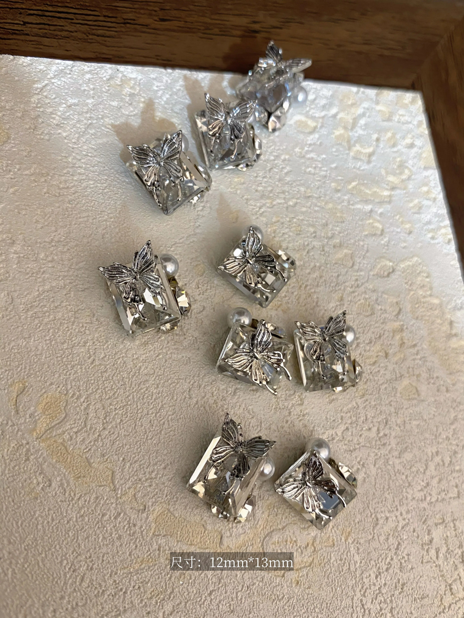 5 PCS Nail Full Diamond Jewelry Christmas Gift Box With Claw Diamond Alloy Heart Years Nail Metal Drill Accessories 251027