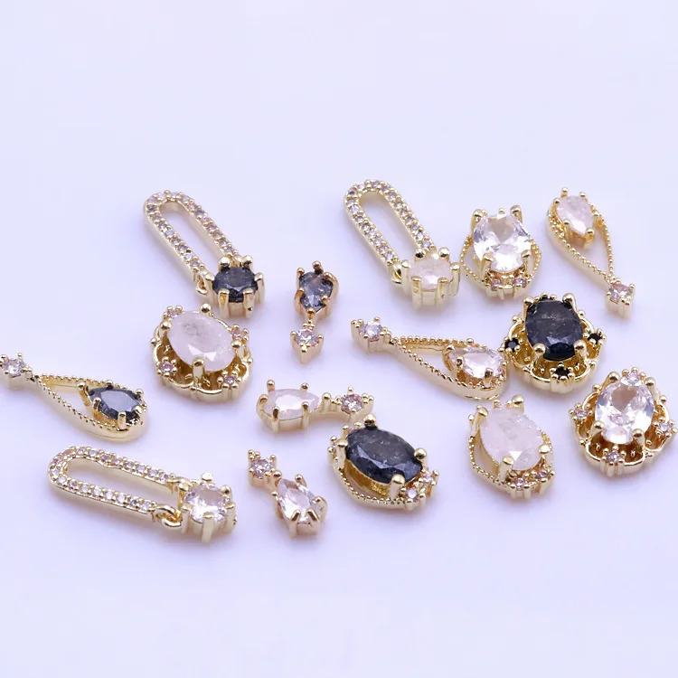 10pcs Goldplated Zircon Crystal Water Drop Nail Jewelry Highend Exquisite Oval Zircon Snow Diamond Decorations 251027