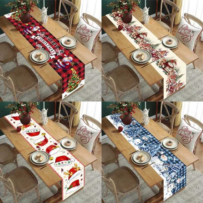Christmas Table Runner Christmas Party Decoration 2025 Xmas Santa Claus Snowman Table Runner Navidad Natal New Year Gift 2026 C251030