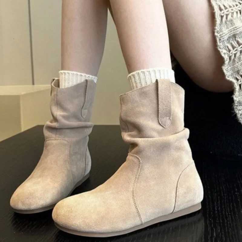 Gacimy Womens Fashion Suede Boots Outdoor Casual Flat Boots Comfortable Soft Bottom Short Ankle Boot Luxury Slip On Lady Shoes Z251029