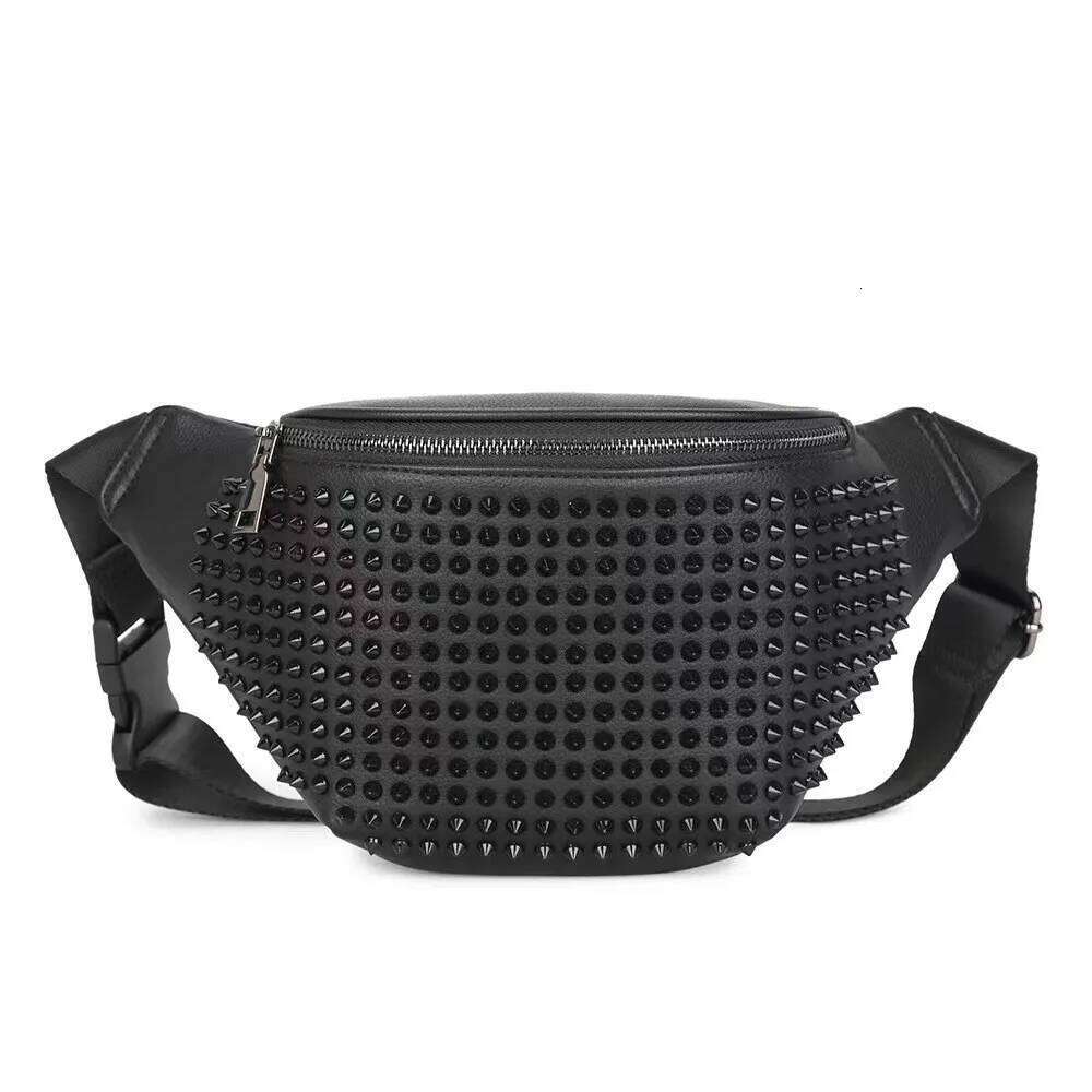 2025 Guangzhou Quality PU Leather Fanny Waist Chest Purse Handbag Y3k Rivet Punk Stylish Crossbody Bag
