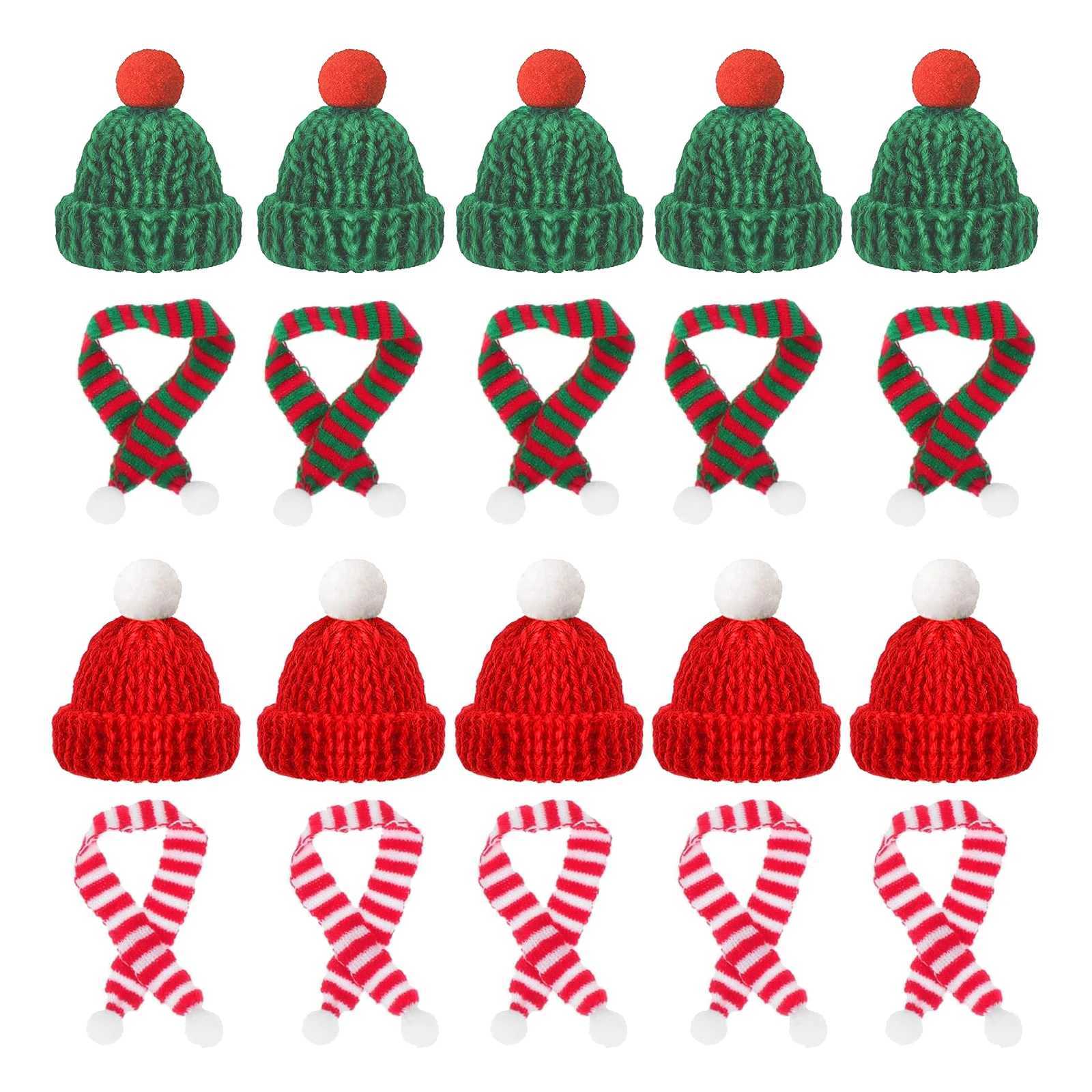 1020pcs Mini Santa Hat Scarf 2024 New Christmas Costume for Cat Rabbit Doll Lollipop Bottle DIY Xmas Party Dinner Decoration C251030