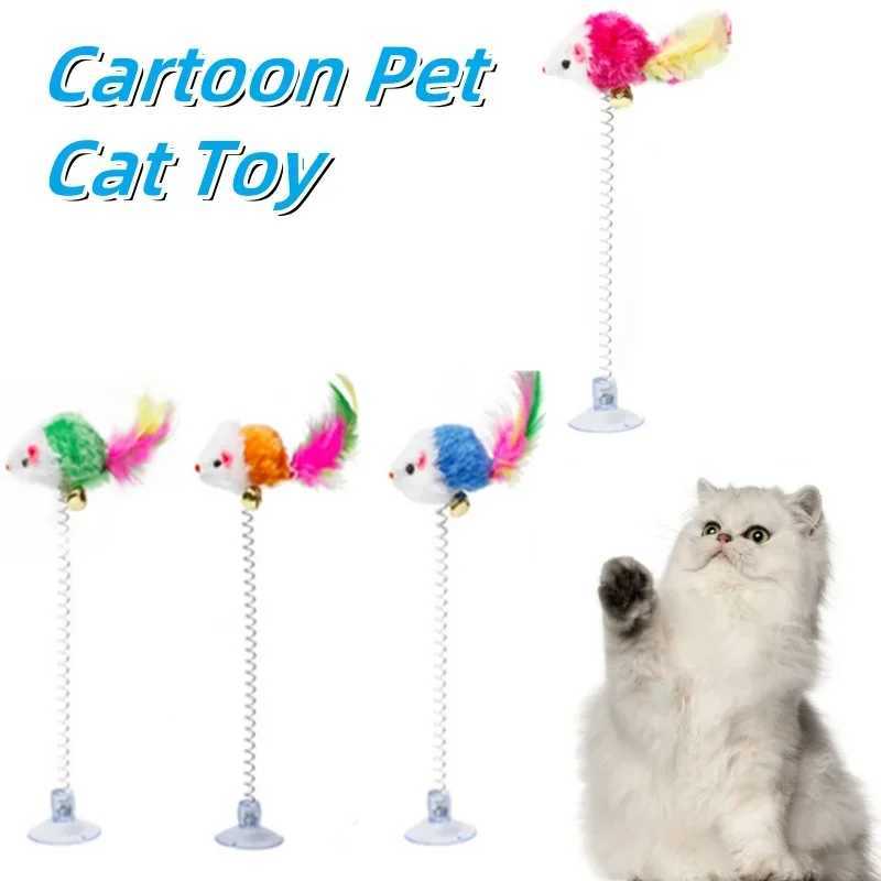 Cartoon Pet Cat Toy Stick Feather Rod Mouse Toy with Mini Bell Cat Catcher Teaser Interactive Cat Toy Kitten S251029