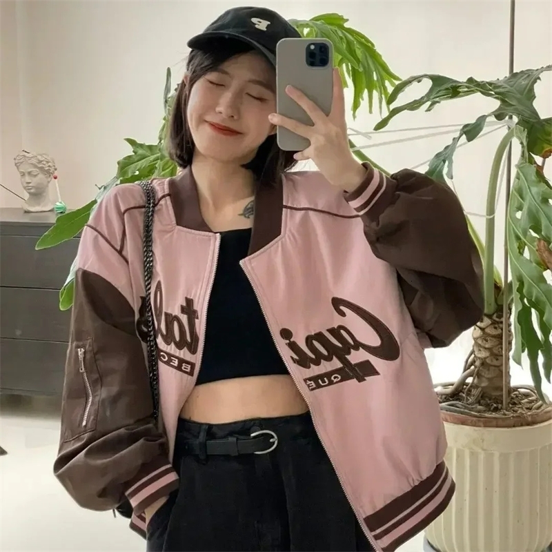 Zipup Baseball Coat Woman Short Letter Bomber Jacket for Women High Quality Offer Elegant Fashion Lined Deals 251029