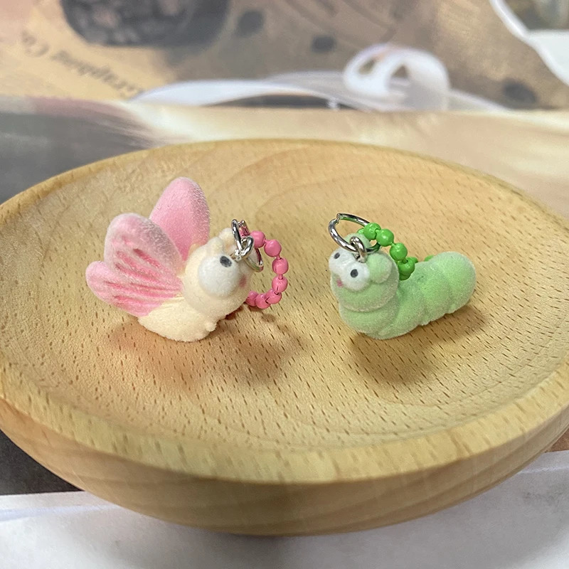 Resin Mini 3D Cow Pig Animal Keychains For Friend Gift Cute Fluffy KitTY Pendant Bag Earphone Case Key Ring Jewelry 251030