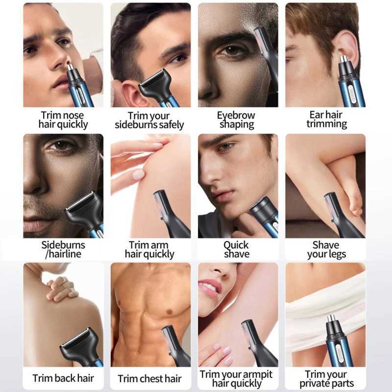 Electric Nose Ear Hair Trimmer for Men Painless Rechargeable Eyebrows Beard 4 in 1 Hair Clipper Shaver M251030
