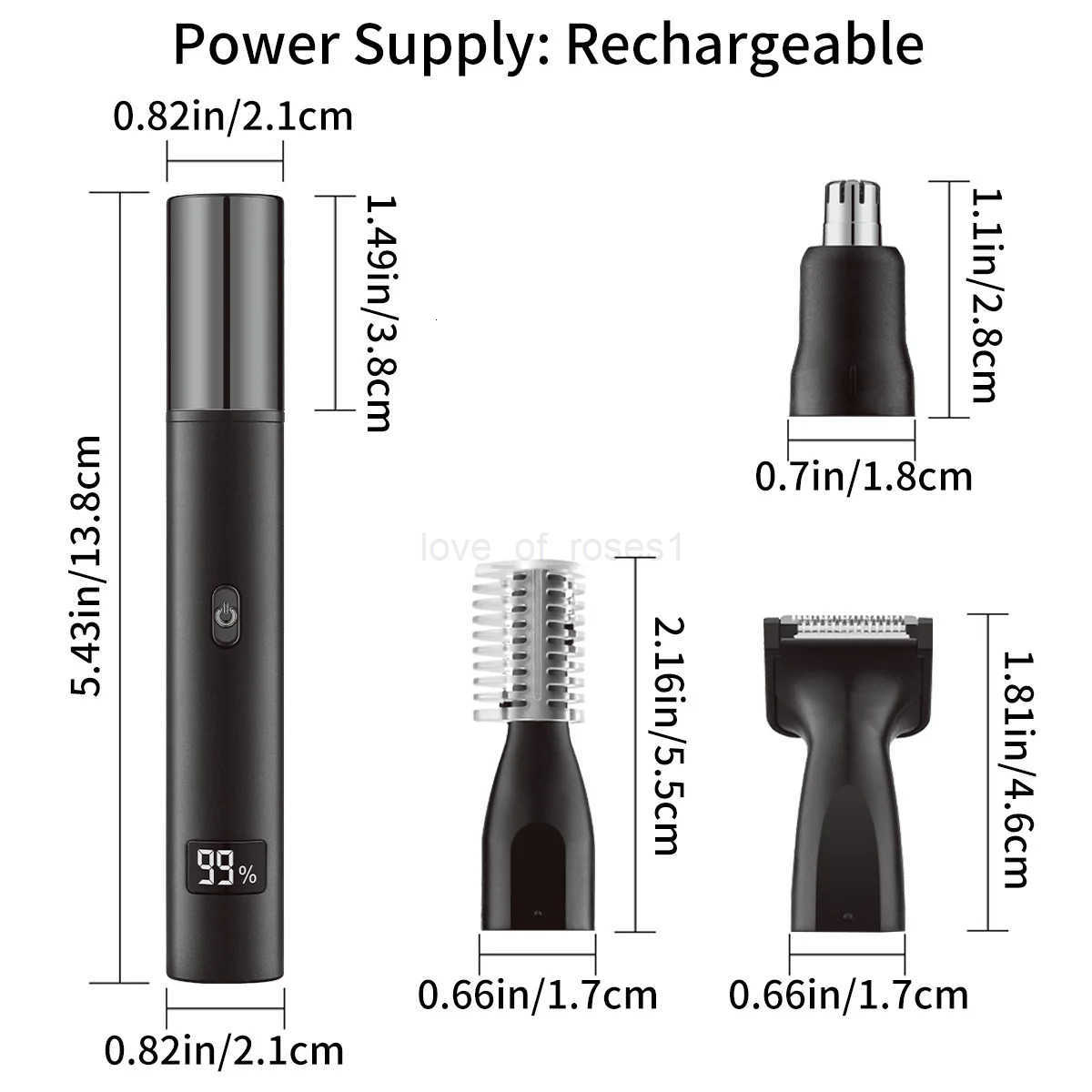 3 in 1 Electric Nose Ear Hair Trimmer Painless Rechargeable Eyebrow Beard Hair Clipper Shaver Nose Hair Trimmer Z251030