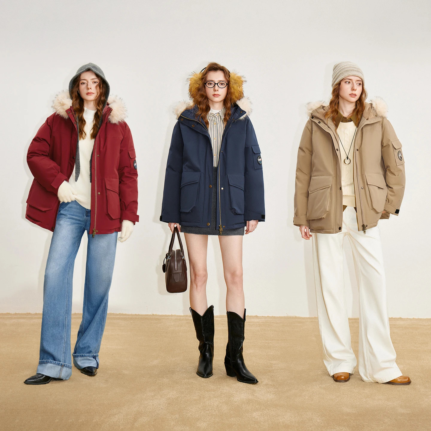 TOYOUTH Women 90 Down Jacket Winter Fur collar Hooded Large Pocket Workwear Style Outdoor Warm Jacket Coat 251028