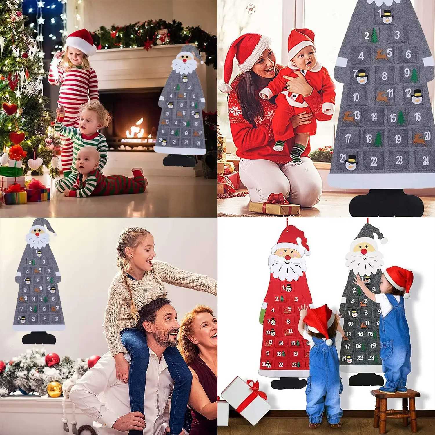 Christmas Felt Advent Calendar Wall Hanging Santa Advent Calendar with Pockets 24 Days Kids Toys For Children Christmas Gift C251030