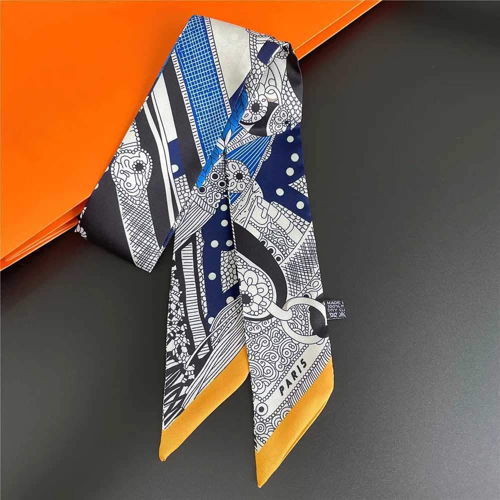 Gorgeous Saddle Print Summer Scarf 2023 Brand Design Women Skinny Bag Scarves Hair Band Neck Silk Scarf Ladies Foulard HeadbandW251029