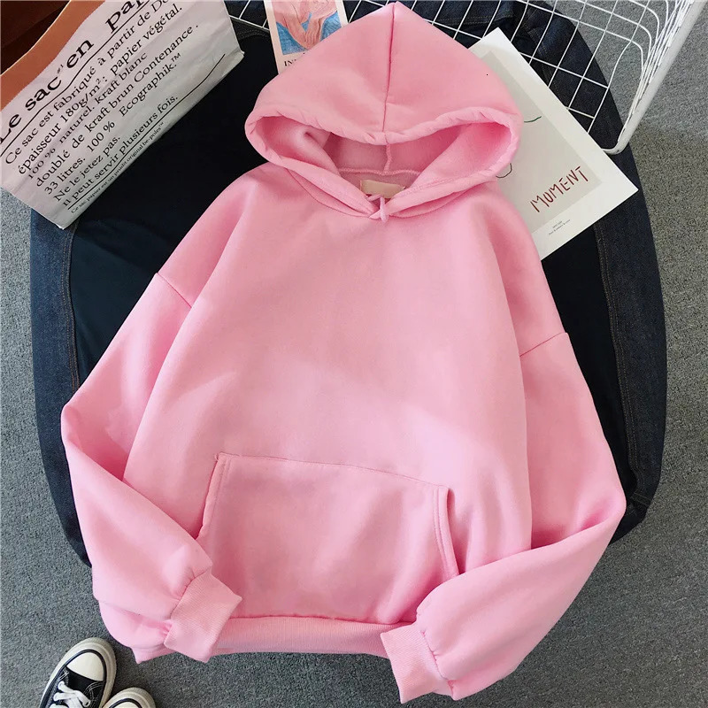 Autumn Casual Womens Solid Hoodie Comfortable Strecth Sweatshirts Loose Pocket Warm Clothes Fashion Street Female Pullovers 251030