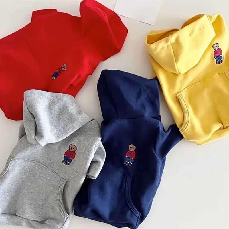 Cute Bear Embroidery Casual Hoodie Cartoon Dog Sweatshirt Cat Pet Winter Clothes Two Legs Warm Teddy Clothes C251030