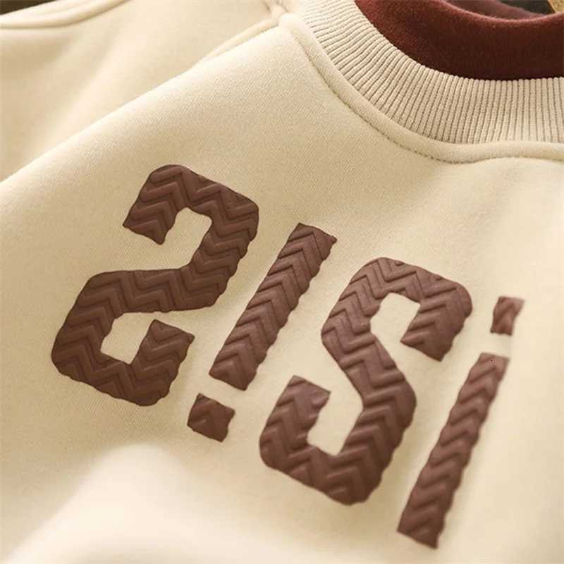 Warm Boys Thick Sweatshirts Children Plus Velvet Pullover Kids Winter Casual Clothes Teenager Autumn Printed Sport Shirts 414YT251030