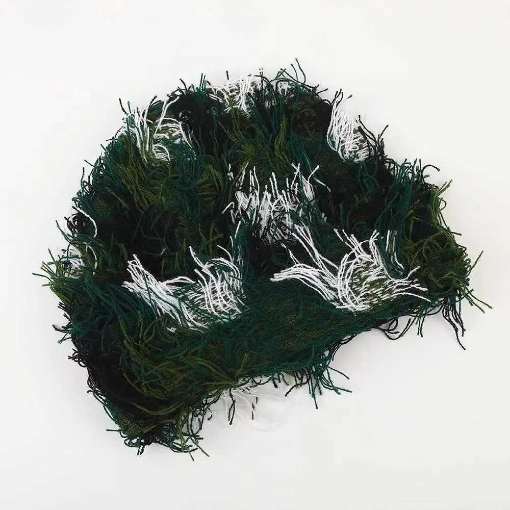 Balaclava Beanies Men Funny Hat Outdoor Camouflage Plush Fuzzy Distressed Knitted Hat Ski Mask Beanie Fashion Street Hip Hop CapXJ251030