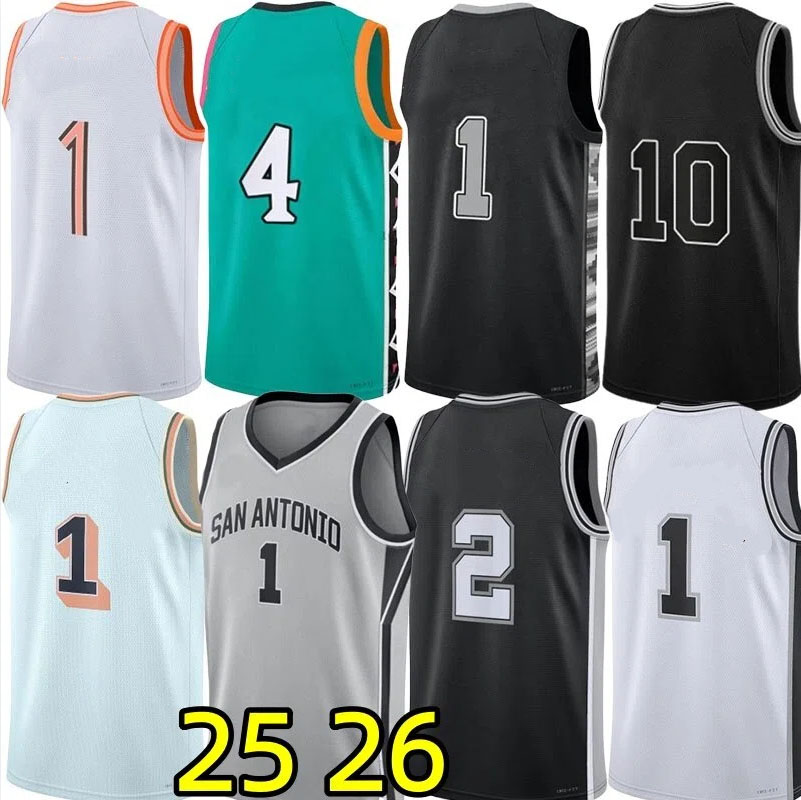 25 26 Victor Wembanyama San Anton Spur Basketball Jerseys Dylan Harper Fox Stephon Castle Keldon Johnson Jeremy Sochan Devin Vassell Carter Bryant City Jersey