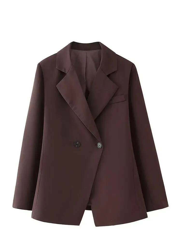 winter jacket women Women Fashion Solid Blazer Lapel Slim Double Breasted Long Suit Coat Female Wild Office Lady Commute Woman Outercoat Top
