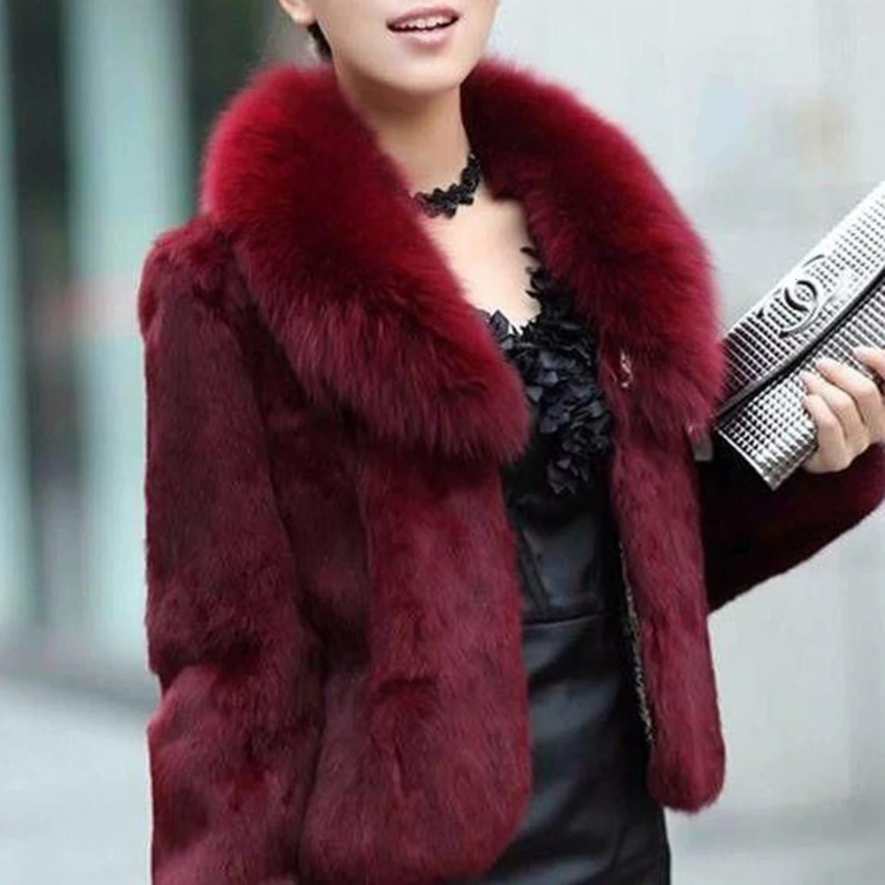 Haining winter fox fur collar large size mother pack rabbit jacket womens short clearance 251028