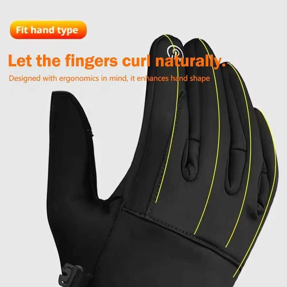 Winter Touch Screen Waterproof Gloves Mens Outdoor Cycling Skiing Waterproof Gloves Thickened Warm Non Slip Full Finger Gloves J251029