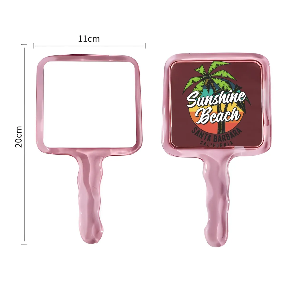 Pink Handheld Mirror, Cute Water Drop Shape Makeup Mirror with Ergonomic Handle, HD Glass for Precision Cosmetics & Touch-Ups