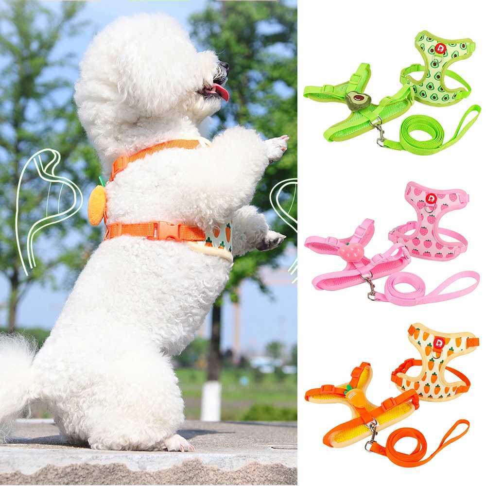 Cute Fruit Dog Cat Harness Leash Set Adjustable Soft Puppy Kitten Walking Gear Breathable Summer Outdoor Accessories for Smal J251129