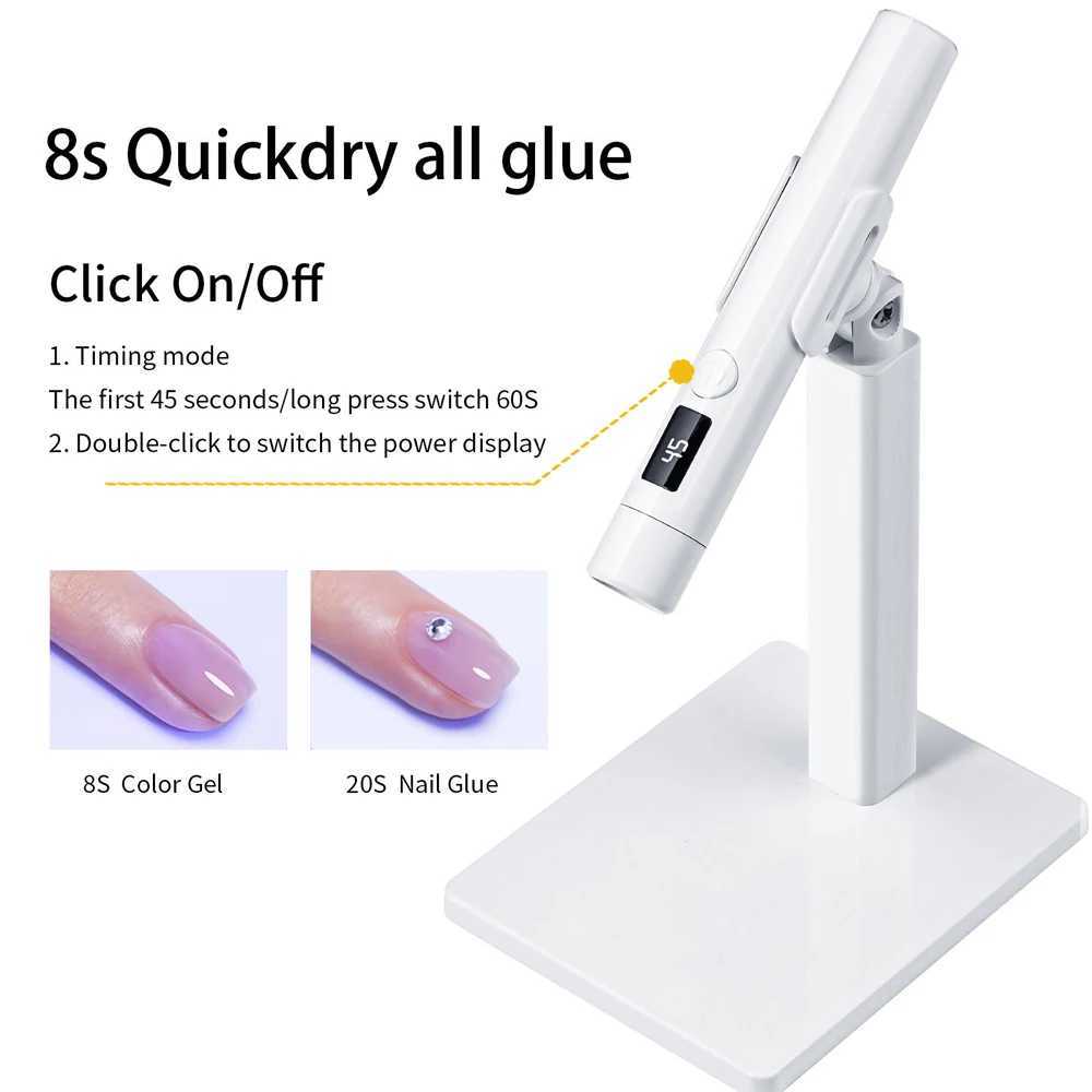 Mini UV LED Nail Lamp Nail Dryer Machine Portable USB Rechargeable Quick Drying Nail Gel Handheld Manicure Lamp for Nails Art L251030